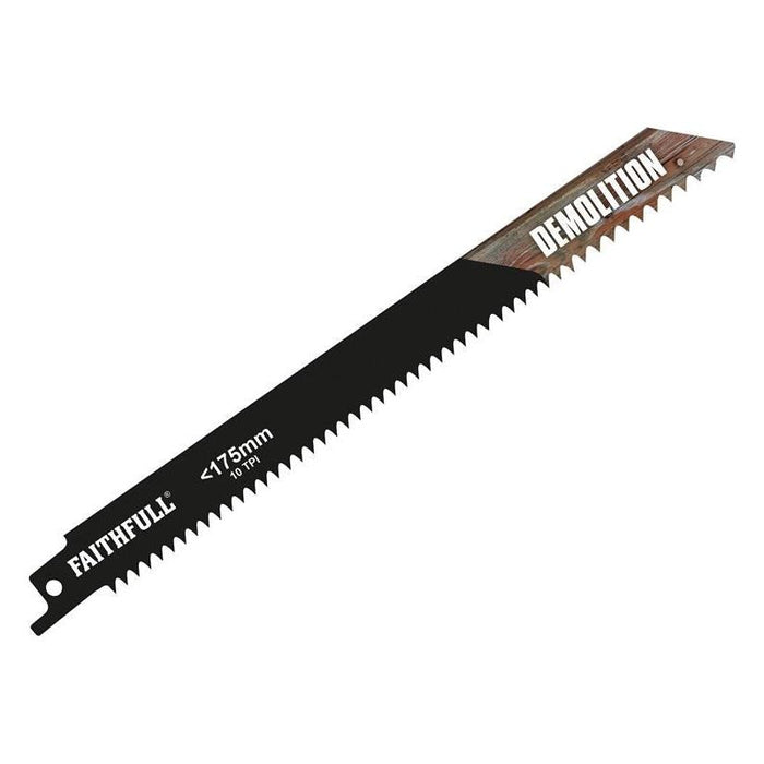 Faithfull S1122HF Bi-Metal Sabre Saw Blade Demolition 200mm 10 TPI (Pack 5) Faithfull - Town Tools