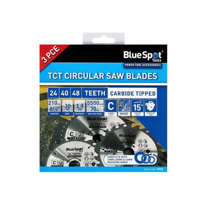 Bluespot Tools 210mm Circular Saw Blade Set, 3 Piece BlueSpot Tools - Town Tools