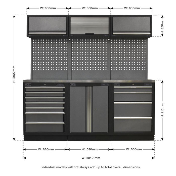 Sealey Superline Pro 2.0m Storage System Stainless Worktop APMSSTACK07SS Sealey - Town Tools 