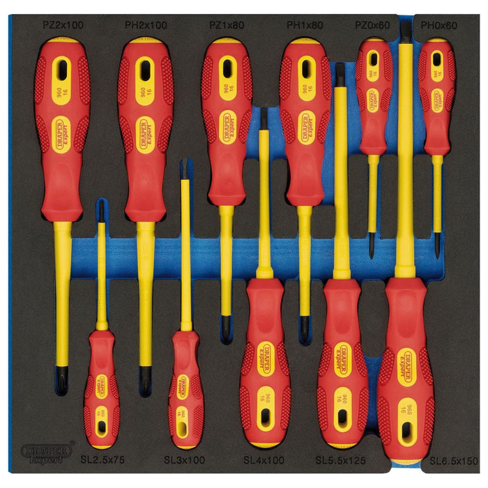 Draper VDE Screwdriver Set in 1/2 Drawer EVA Insert Tray (11 Piece) 63379