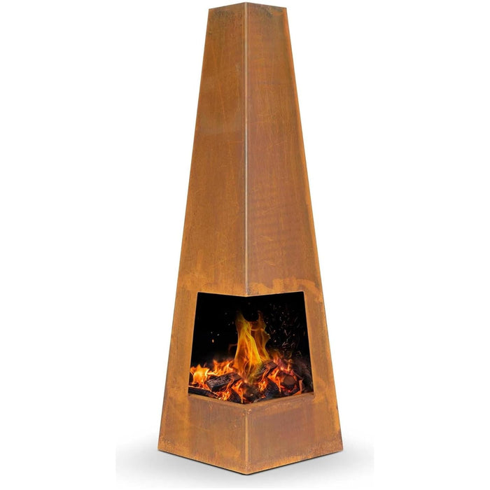 Dellonda Chiminea Wood Burner Heater for Outdoors W45cm x H150cm Corten Steel Dellonda - Town Tools 