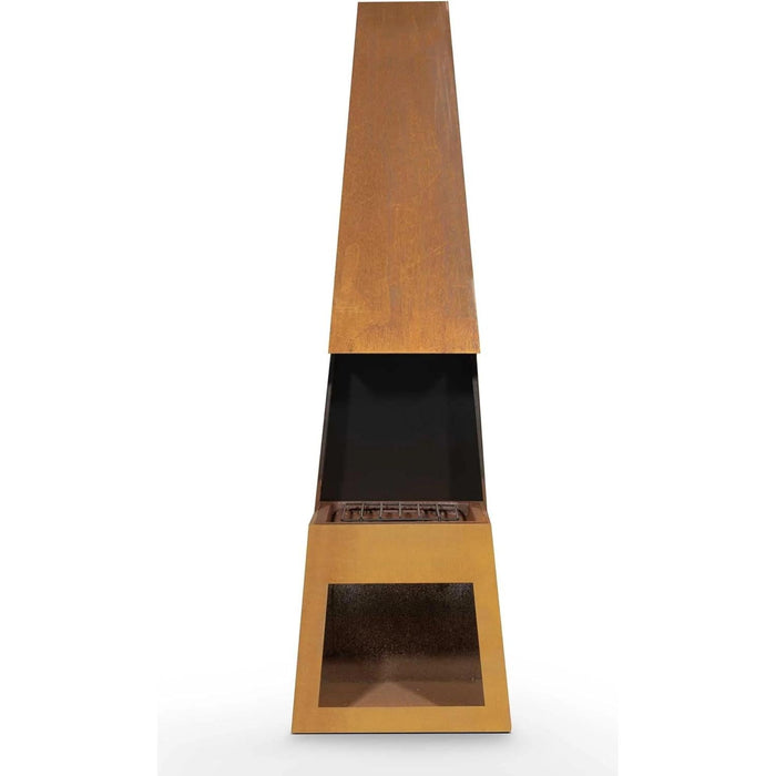 Dellonda Outdoor Chiminea Fireplace Heater Firewood Storage - Corten Steel