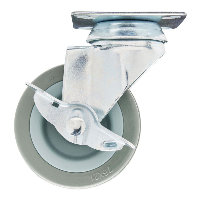 Draper Swivel Plate Fixing Rubber Castor with Brake, 75mm Diameter, S.W.L. 70kg Draper - Town Tools