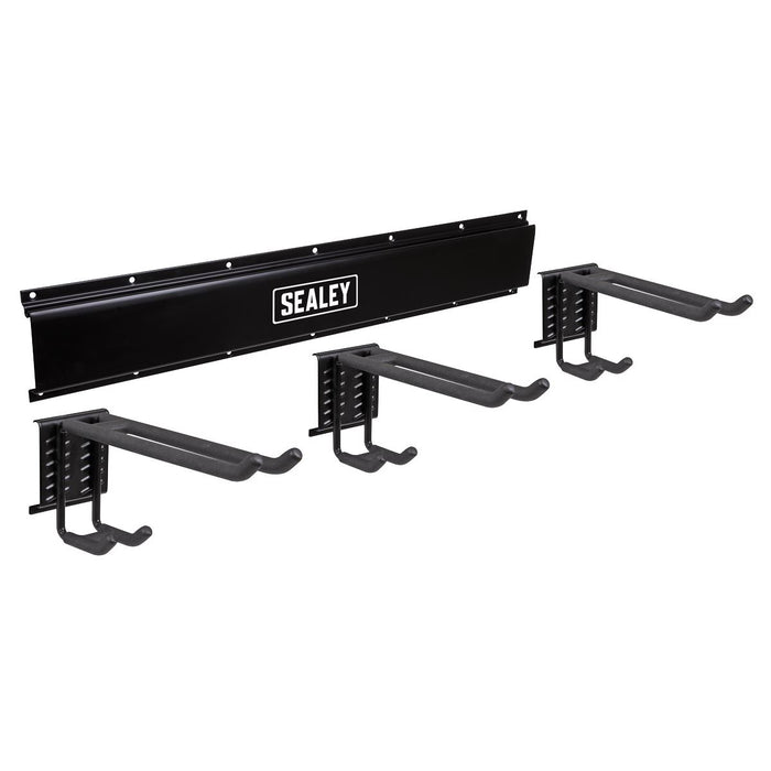 Sealey Wall Mounting 3 Dual Hook Storage Rail APHKIT10 Sealey - Town Tools 