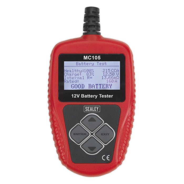 Sealey Motorcycle Digital Battery Tester 12V MC105 Sealey - Town Tools 