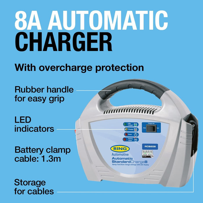 Ring RCB208 12v 8A Battery Charger Ring Automotive - Town Tools 