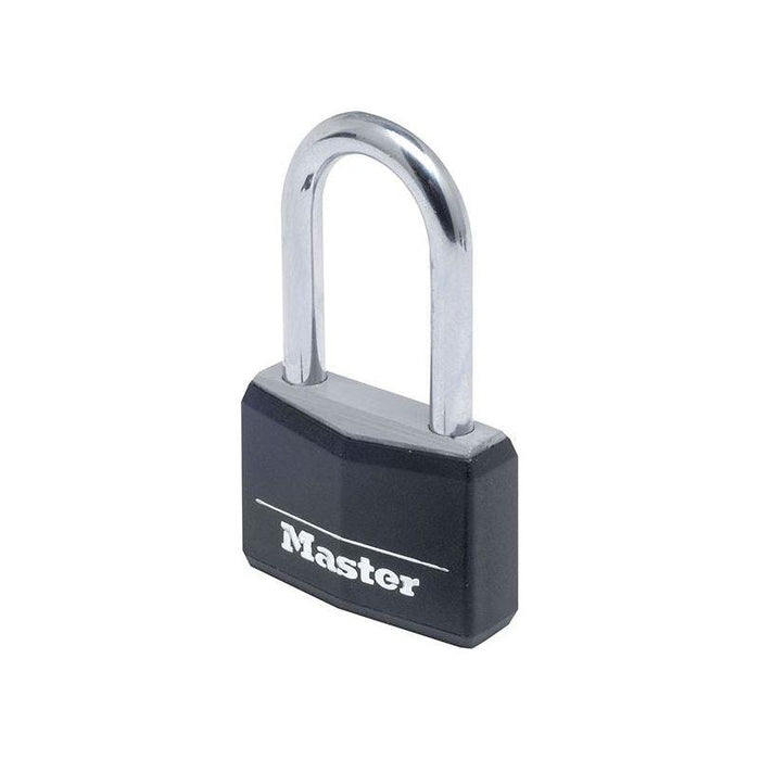 Master Lock Aluminium Black Vinyl Cover 40mm Padlock 4-Pin - 38mm Shackle Master Lock - Town Tools