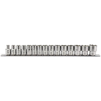 Draper Metric Socket on a Metal Rail, 1/2" Sq. Dr. (15 Piece) 16496