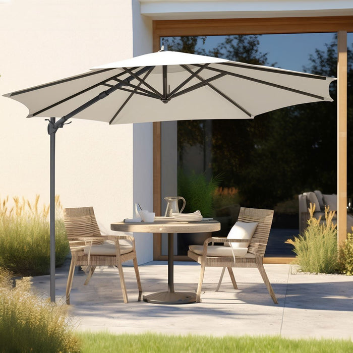 Dellonda Cantilever Parasol with 360 Rotation, Tilt & Cover 3m - Cream