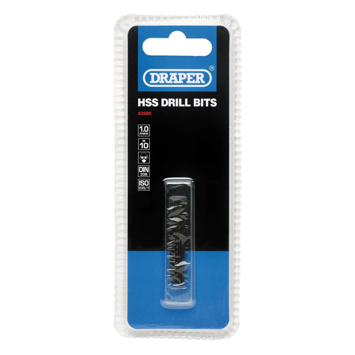 Draper HSS Twist Drill Bits, 1.0 x 35mm (Pack of 10) - D29MC