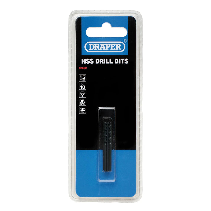 Draper HSS Twist Drill Bits, 1.5 x 40mm (Pack of 10) - D29MC