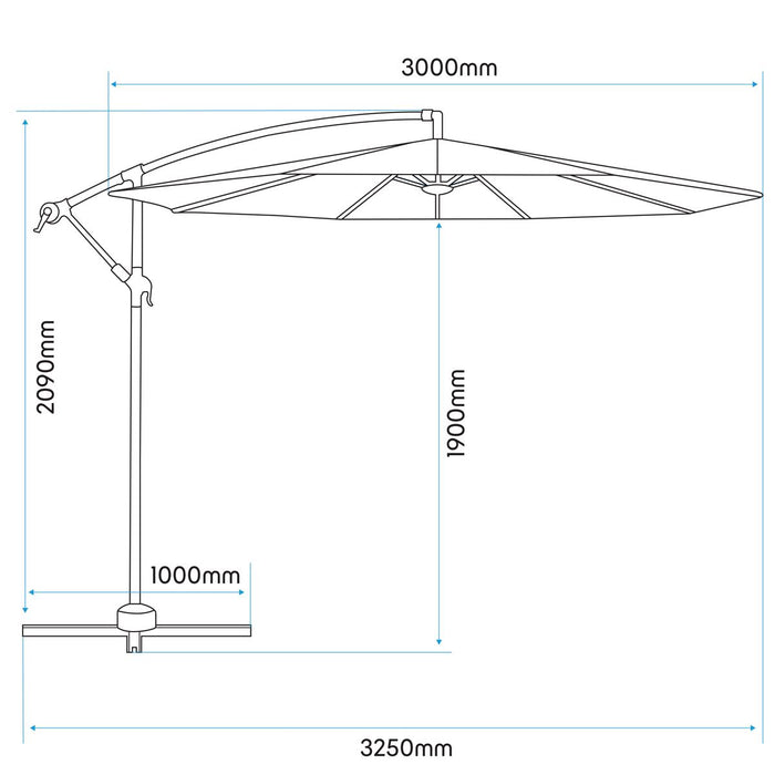 Dellonda Banana Parasol with Cover 3m - Grey DG264