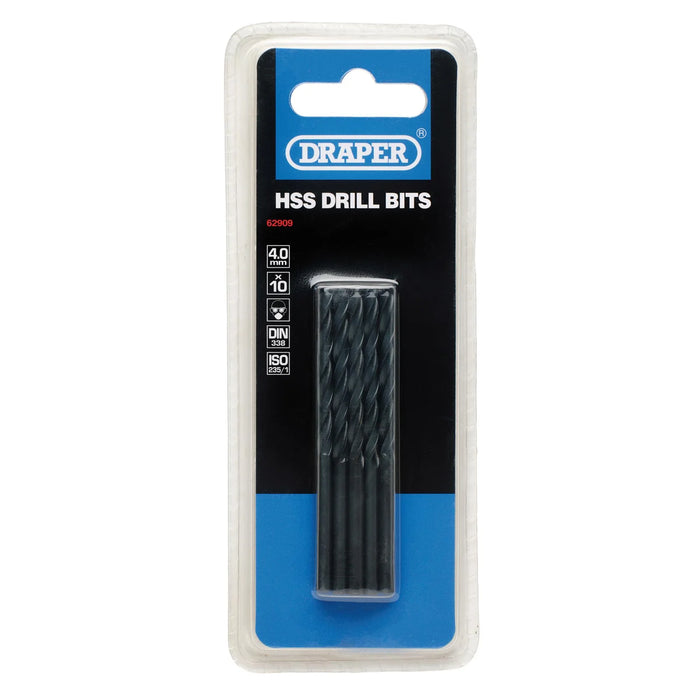 Draper HSS Twist Drill Bits, 4.0 x 75mm (Pack of 10) - D29MC