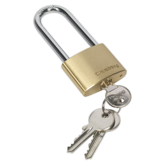 Sealey Brass Body Padlock Long Shackle 40mm Sealey - Town Tools 