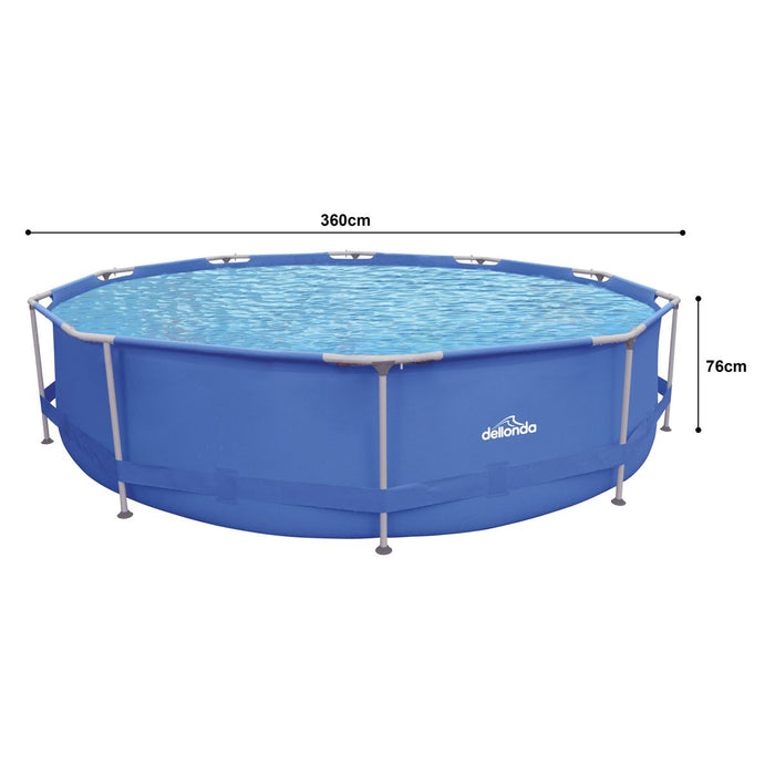 Dellonda Steel Frame Round Swimming Pool & Filter Pump 12ft - Blue DL20 Dellonda - Town Tools 