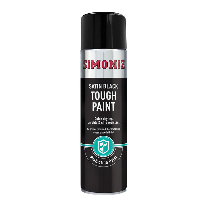 6 x Simoniz Large Tough Satin Black Aerosol Car Auto Spray Paint 500ml SIMVHT51D Simoniz - Town Tools 