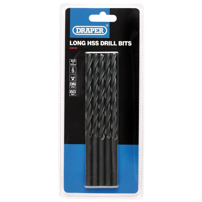Draper Expert Long HSS Drill Bit (8.0mm) - D29MC/L