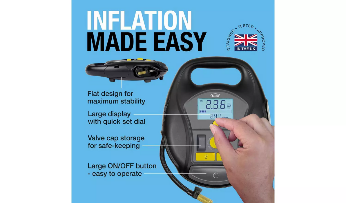 Ring RTC6000 Cordless Digital Tyre Inflator with Air Pump