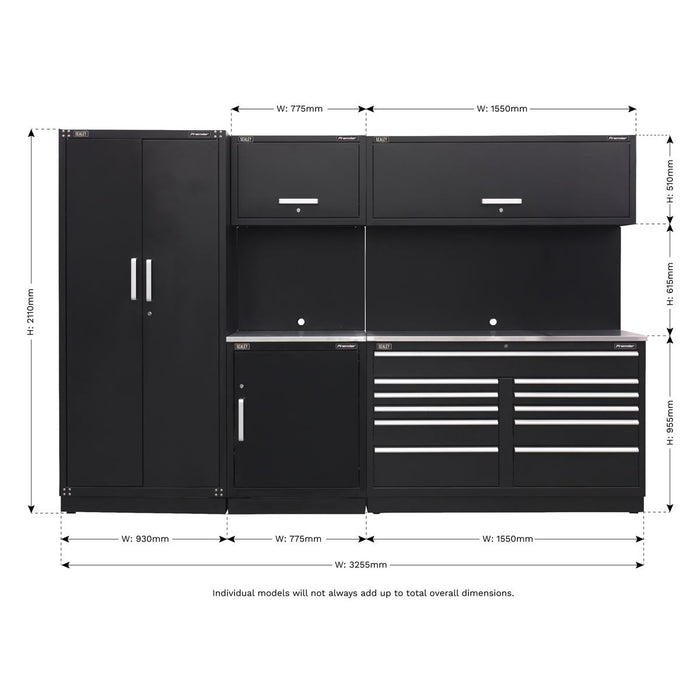 Sealey Premier Premier Storage System with Stainless Worktop 3.3m APMSCOMBO2SS Sealey Premier - Town Tools 