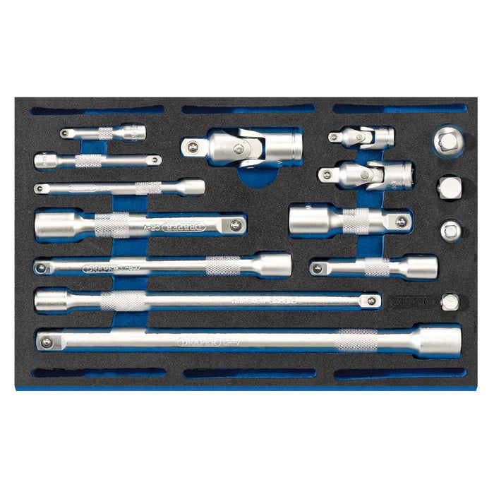 Draper Extension Bar, Universal Joints and Socket Convertor Set 1/4 Drawer EVA