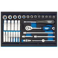 Draper Expert Socket Set in 1/4 Drawer EVA Insert Tray, 1/4"(32 Piece)