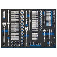 Draper Expert Socket Set in Full Plus Drawer EVA Insert Tray, 1/4"