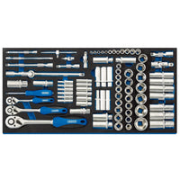 Draper Socket Set in Full Drawer EVA Insert Tray, 1/4", 3/8", and 1/2" (84