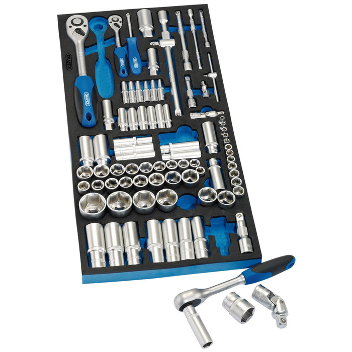 Draper Socket Set in Full Drawer EVA Insert Tray, 1/4", 3/8", and 1/2" (84