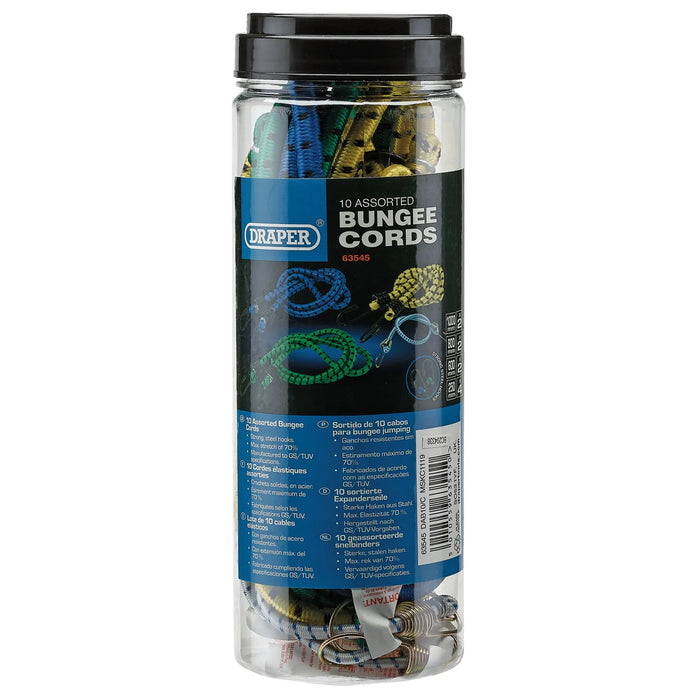 Draper Assorted Bungee Cords (Pack of 10) - DAB10/C