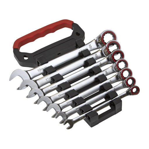 Sealey Reversible Ratchet Combination Spanner Set 7pc Metric Platinum Series Sealey - Town Tools 