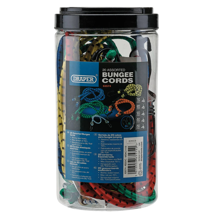 Draper Assorted Bungee Cords (Pack of 20) - AB20/C