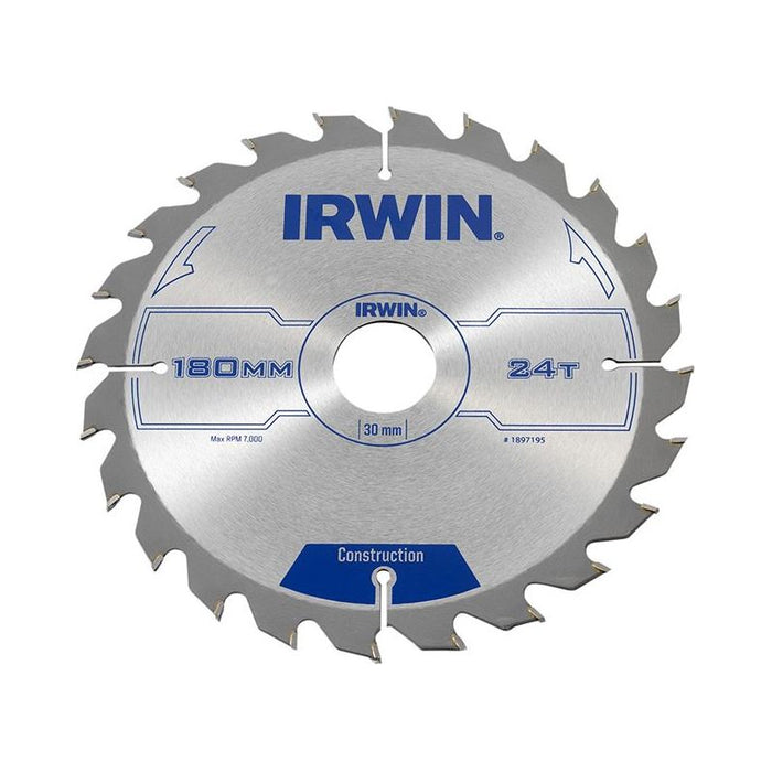 Irwin® Construction Circular Saw Blade 180 x 30mm x 24T ATB IRWIN® - Town Tools