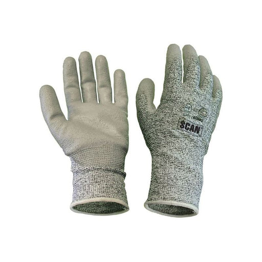 Scan Grey PU Coated Cut 5 Gloves - XL (Size 10) Scan - Town Tools