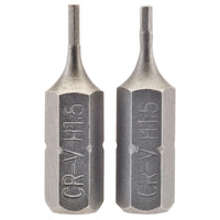 Draper Hexagonal Insert Bit, , 1/4" Hex, 25mm Long (Pack of 2) 1.5-6
