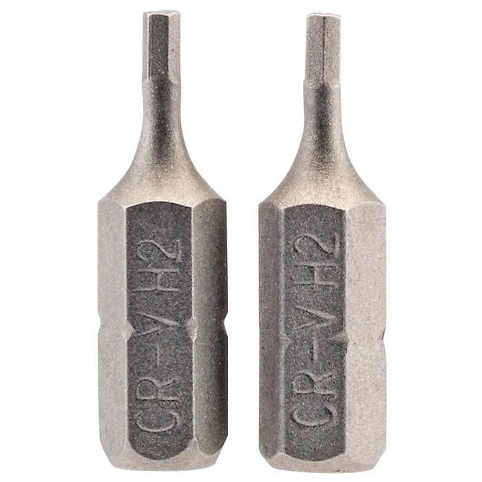 Draper Hexagonal Insert Bit, , 1/4" Hex, 25mm Long (Pack of 2) 1.5-6
