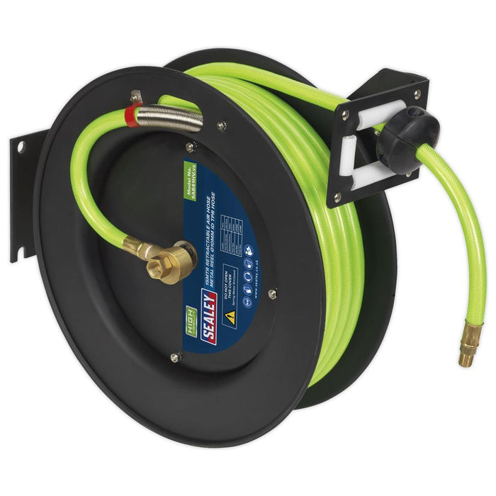 Sealey Retractable Air Hose Metal Reel 15m10mm ID High-Visibility TPR Hose Sealey - Town Tools 