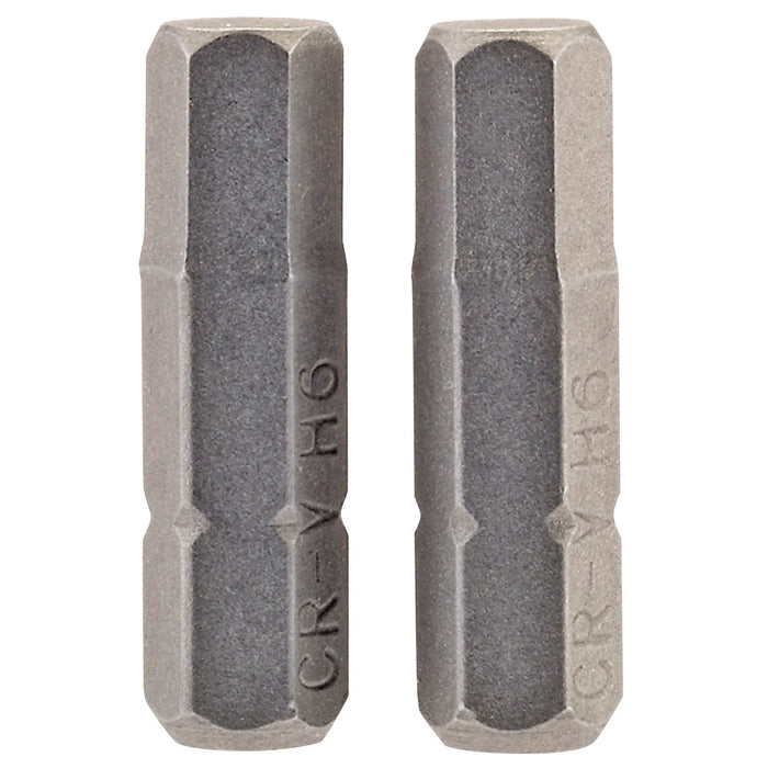 Draper Hexagonal Insert Bit, , 1/4" Hex, 25mm Long (Pack of 2) 1.5-6
