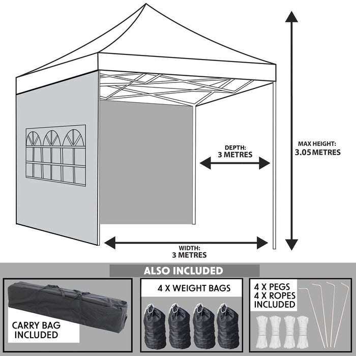 Dellonda 3x3m Pop-Up Gazebo & Side Walls Water Resistant Fabric - Green