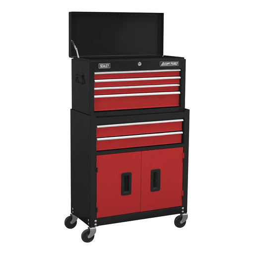 Sealey Topchest & Rollcab Combination 6 Drawer with Ball-Bearing Slides Red Sealey - Town Tools 