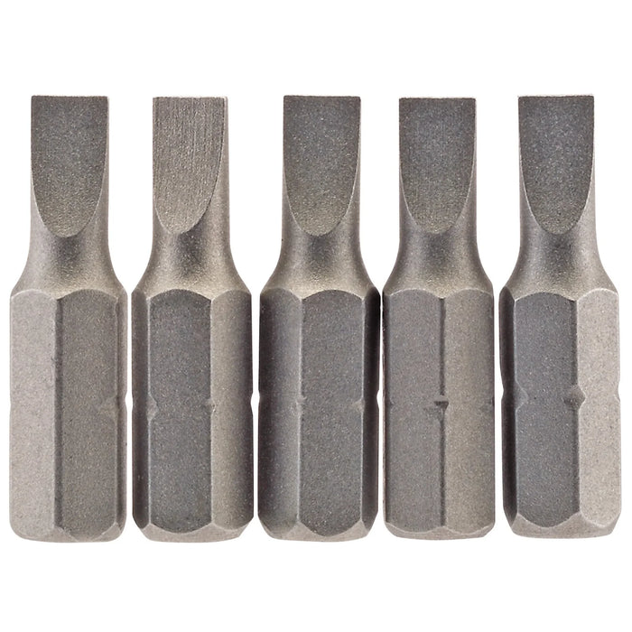 Draper Plain Slot Insert Bit, , 1/4" Hex, 25mm Long (Pack of 5) 3-8mm