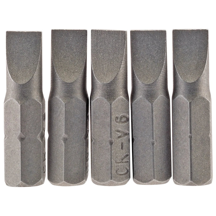Draper Plain Slot Insert Bit, , 1/4" Hex, 25mm Long (Pack of 5) 3-8mm