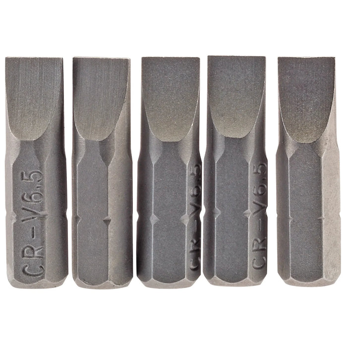 Draper Plain Slot Insert Bit, , 1/4" Hex, 25mm Long (Pack of 5) 3-8mm