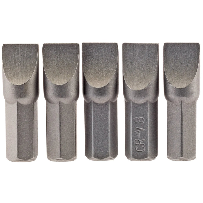 Draper Plain Slot Insert Bit, , 1/4" Hex, 25mm Long (Pack of 5) 3-8mm