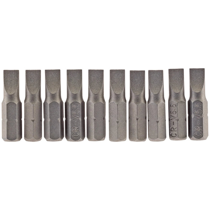 Draper Plain Slot Insert Bit, , 1/4" Hex, 25mm Long (Pack of 10) 3-8mm