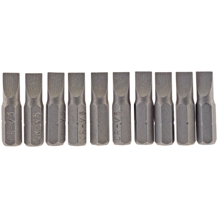 Draper Plain Slot Insert Bit, , 1/4" Hex, 25mm Long (Pack of 10) 3-8mm
