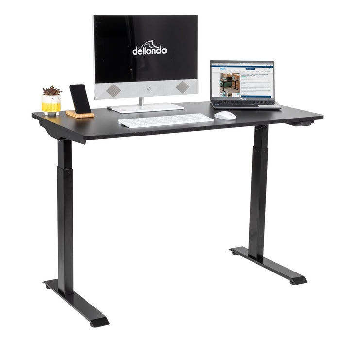 Dellonda Single Motor Adjustable-Height Electric Sit/Stand Desk - Black Desktop