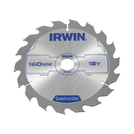 Irwin® Construction Circular Saw Blade 160 x 20mm x 18T ATB IRWIN® - Town Tools