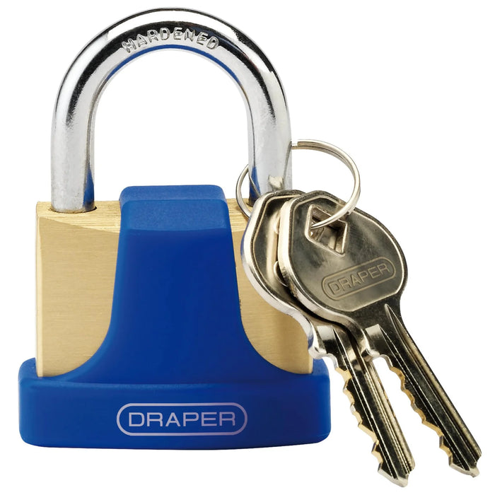 Draper Solid Brass Padlock and 2 Keys with Hardened Steel