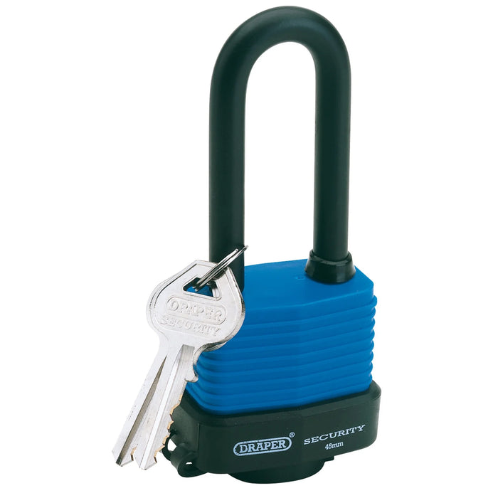Draper Laminated Steel Padlock with Extra Long Shackle, 45mm - 8307/45L