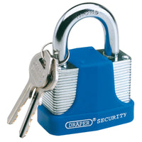 Draper Laminated Steel Padlock and 2 Keys with Hardened Steel